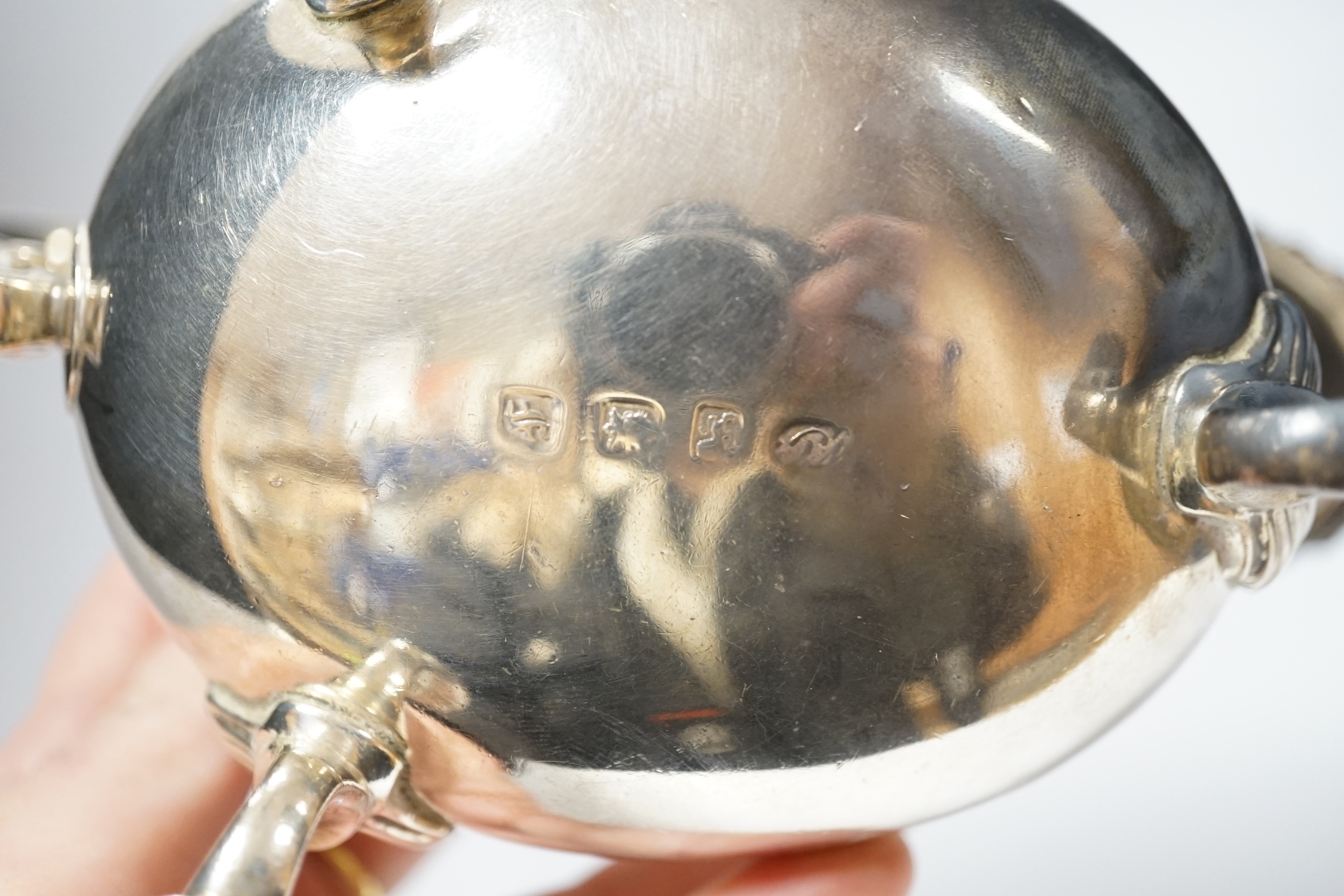 A George III silver sauce boat, maker's mark rubbed, London, 1761, 19.2cm, 12.6oz.